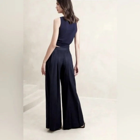 BANANA REPUBLIC LINEN-BLEND PALAZZO PANT - Picture 2 of 11